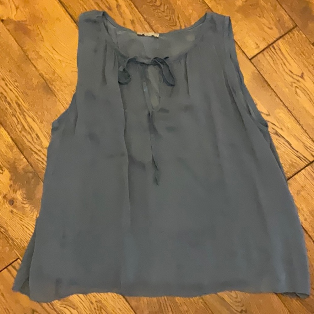 Slate blue silk sleeveless top